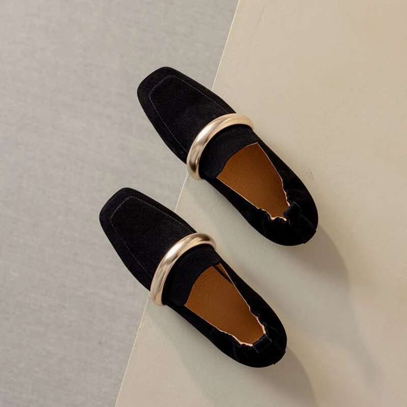 Cow suede loafers all real leather women flat shoes
