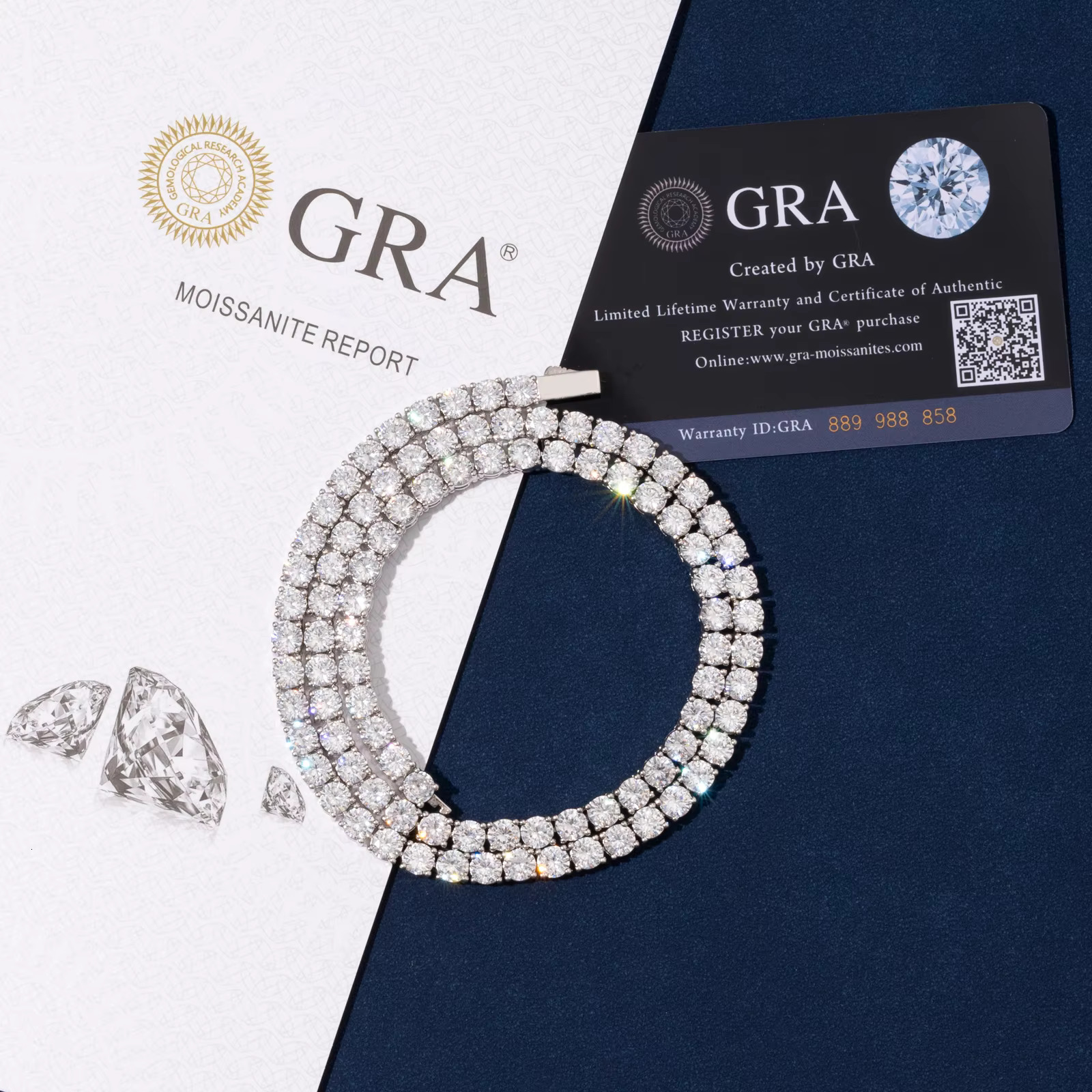 Sier Iced Out VVS Moissanite 3mm 4mm Bracelet Spring Clasp Lab Dia Tennis Chain Necklace