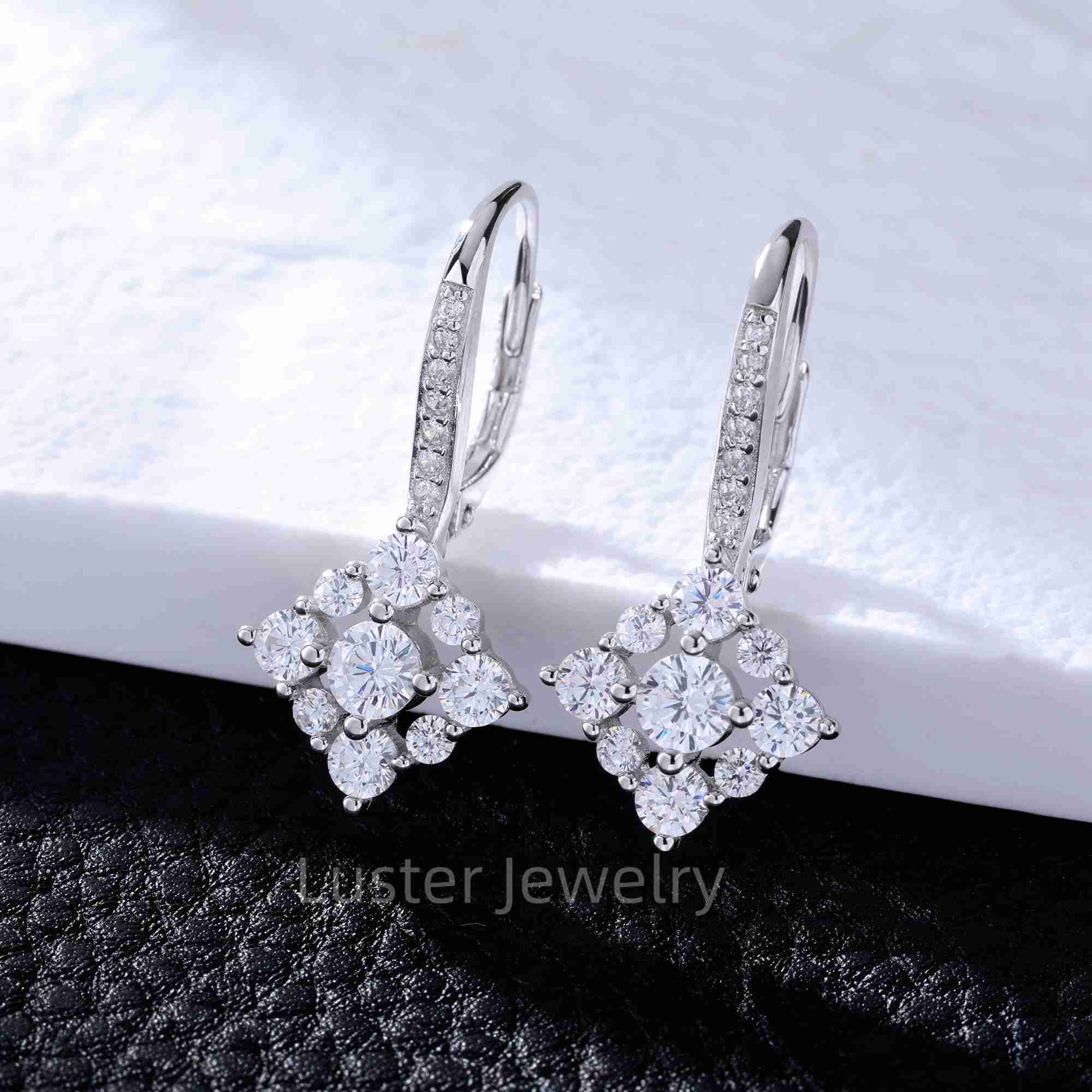 Luster Beautiful Womens 925 Silver Round Brilliant Cut Moissanite Pendant Hoop Earrings Moissanite for Engagement