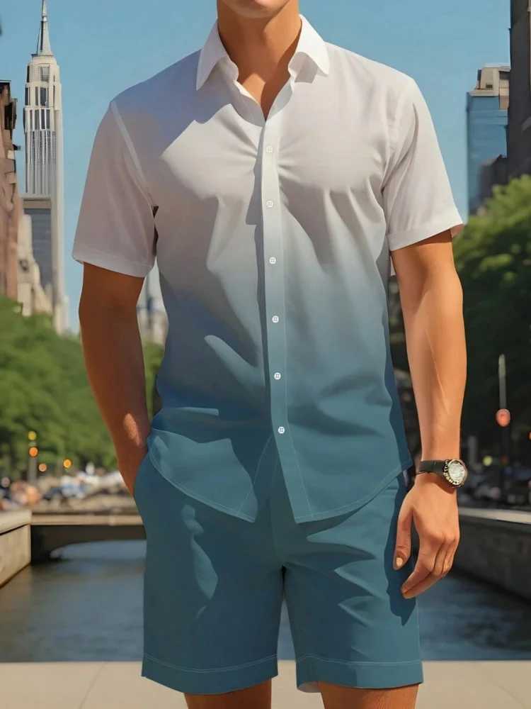Two-piece Mens Short-sleeved Shirt And Shorts Set Summer Daily Fashion Mens Short-sleeved Urban Street Mens Casual ShortsXJ250218