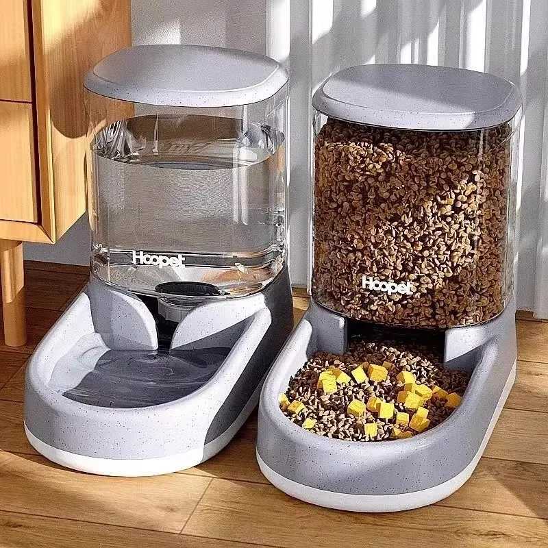 Dog Feeders HOOPET Feeding Drinker Large Capacity Automatic Pet Supplies Wet Dry Dog Cat Feeder Drinking Bowl Dog Food Bowl Pet Supplies H250218