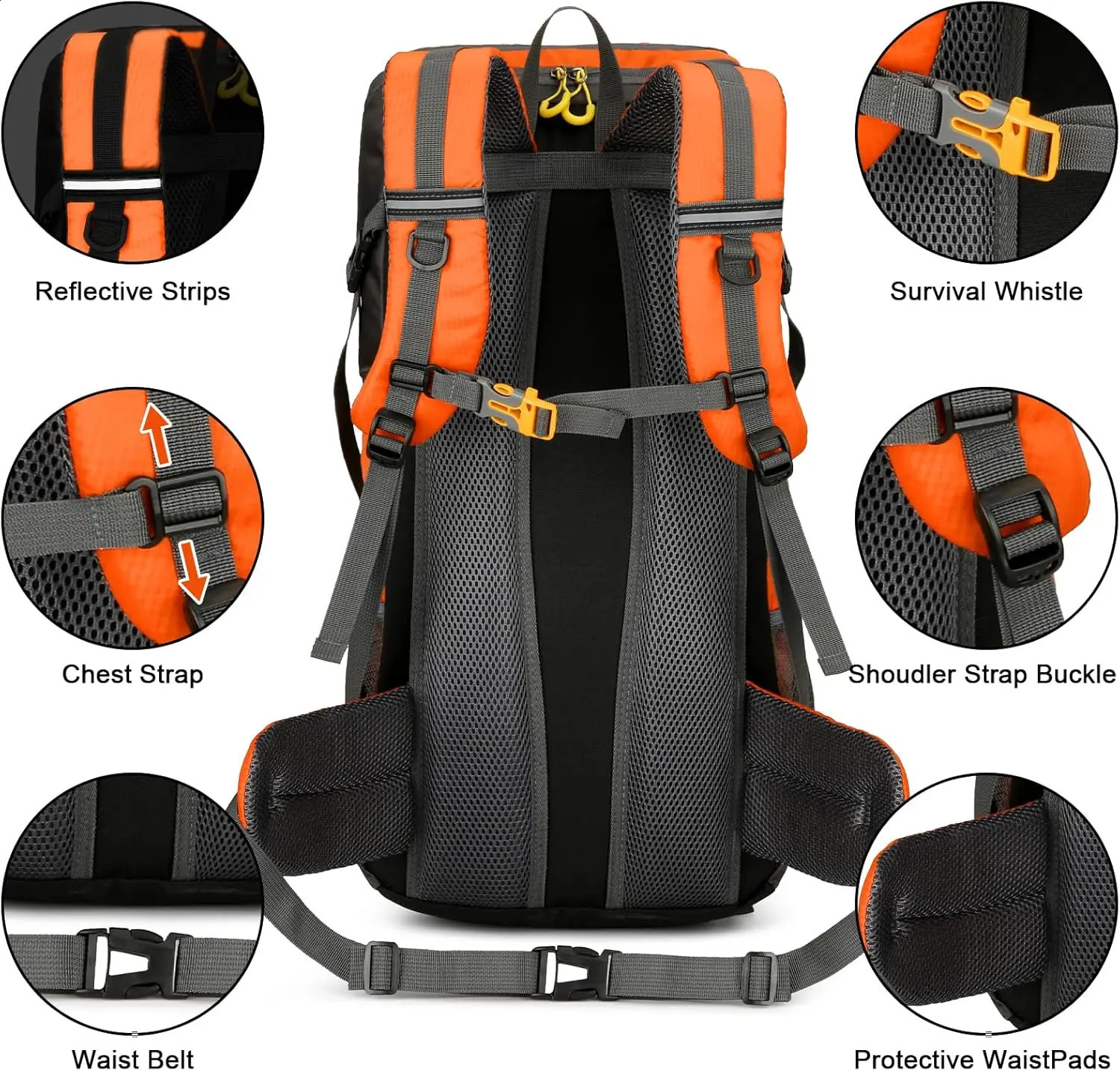 Hiking Backpack Waterproof 50L Lightweight Travel with Rain Cover for Camping Trekking Walking Outdoor Sports 250118