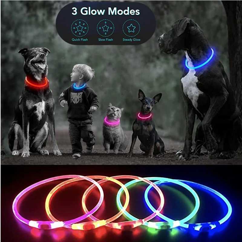 Luminous Dog Collar Light Charge Cat Necklace Led Fashion Flashing DIY Glowing Safety Collar for Dogs Nighttime Pet Accessory W250219
