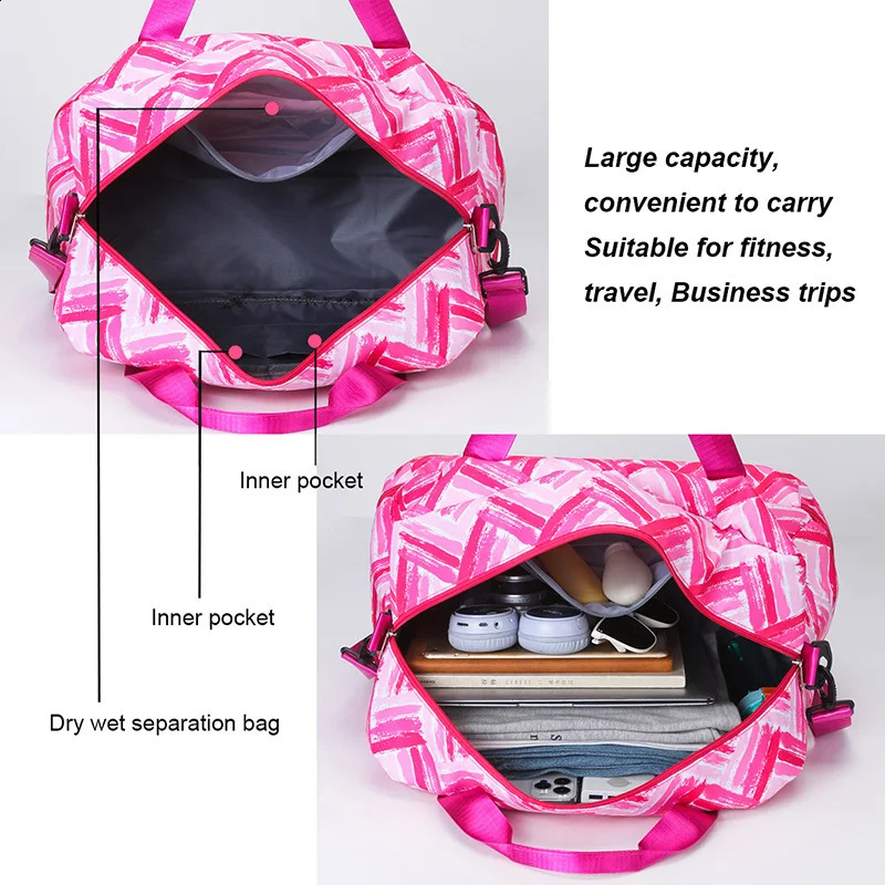 Fashion Ripple Large Capacity Travel Duffle Bag Sports Gym Bag Independent Shoe Compartment Weekend Overnight Luggage Bag 250214
