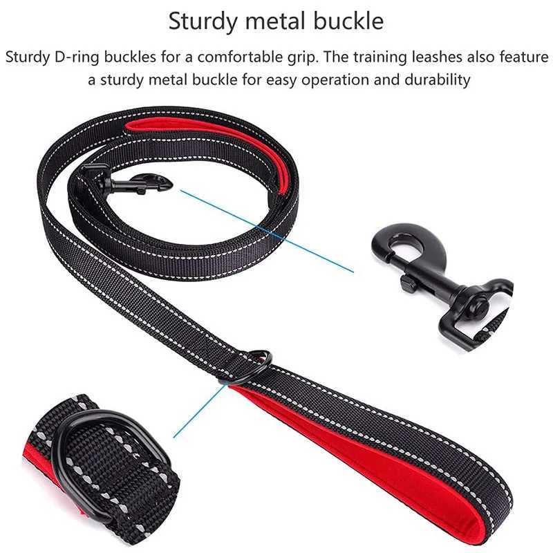 1.2/1.5/1.8m Two Handle Heavy Duty Double Handle Nylon Dog Leash For Training Control Guard Rope Walking Cats Dogs Harness LeadXJ250218