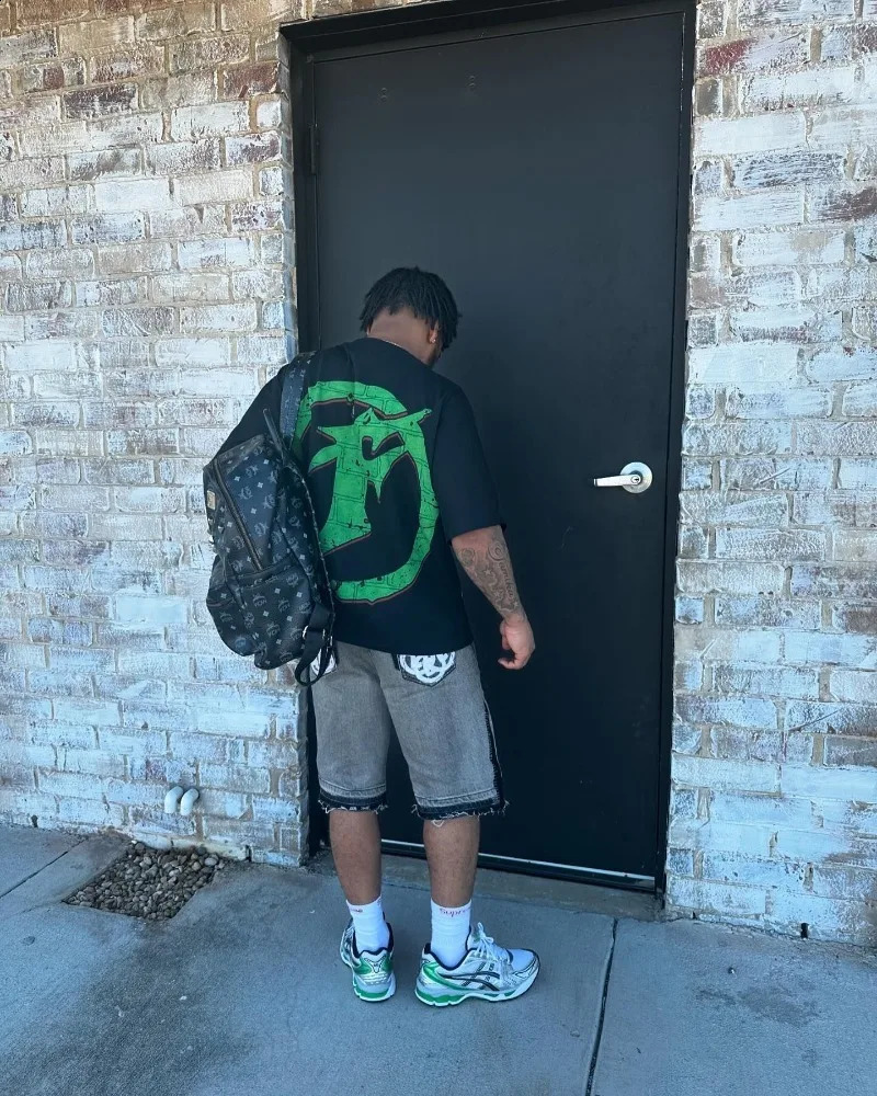 Hip hop punk dark oversized cartoon print short sleeve men Gothic Harajuku trend shirt Retro loose casual oversized T-shirt 250214