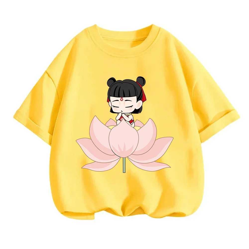 Adorable Summer T-Shirts for Boys Girls Nezha from Chinese Mythology in Q-Version Prints Cute and Fitted O-Neck Tops for Kids M250219