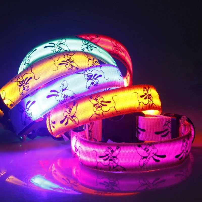 Cartoon Led Dog Collar Light For Large Dogs Medium Pets Night Safety Glowing Luminous Collar Dog Adjustable Dog Accessories W250219