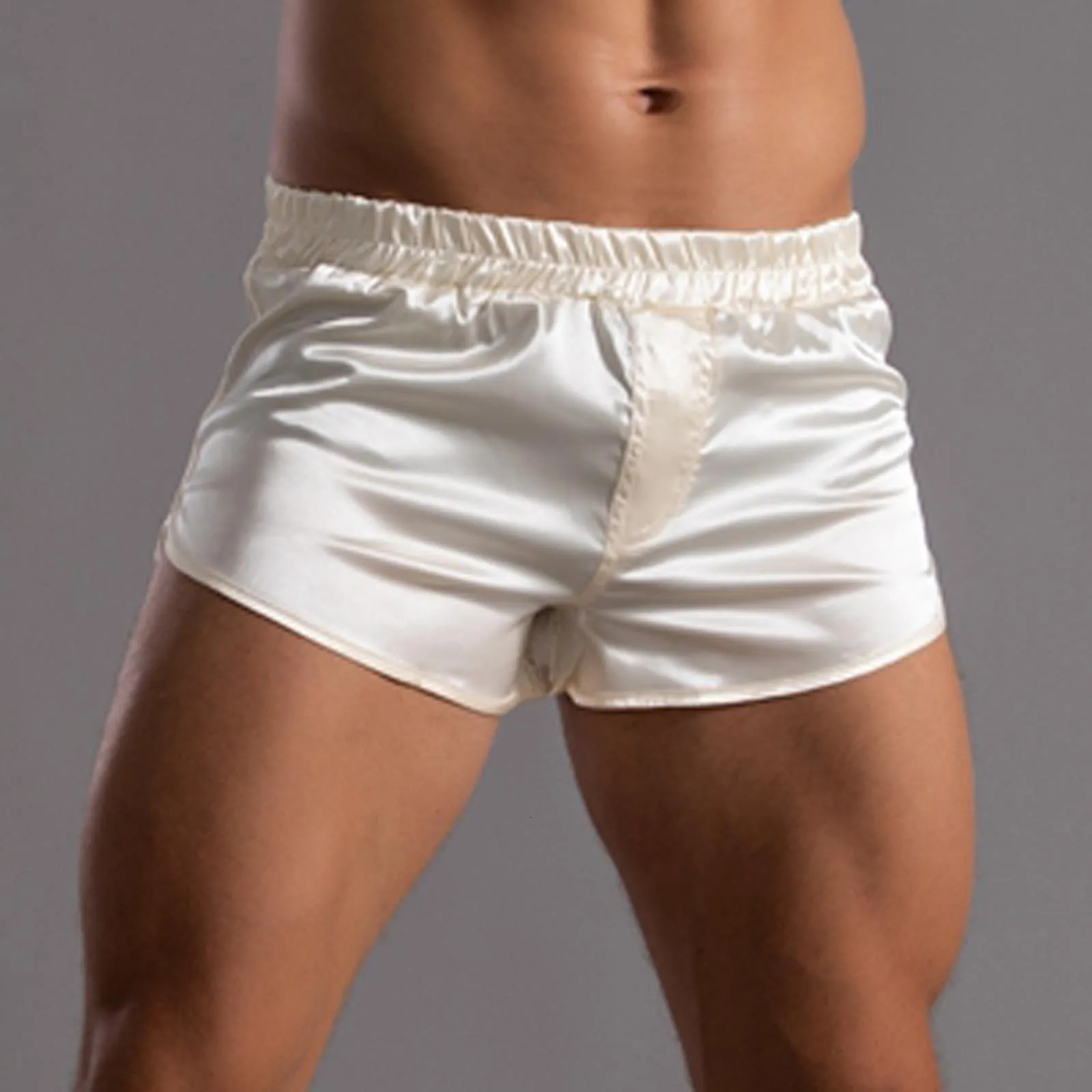 Mens Monochromatic Straight Shorts Elastic Band Loose Casual Sports Running Beach Home Underwear Thin Summer 2025 250219