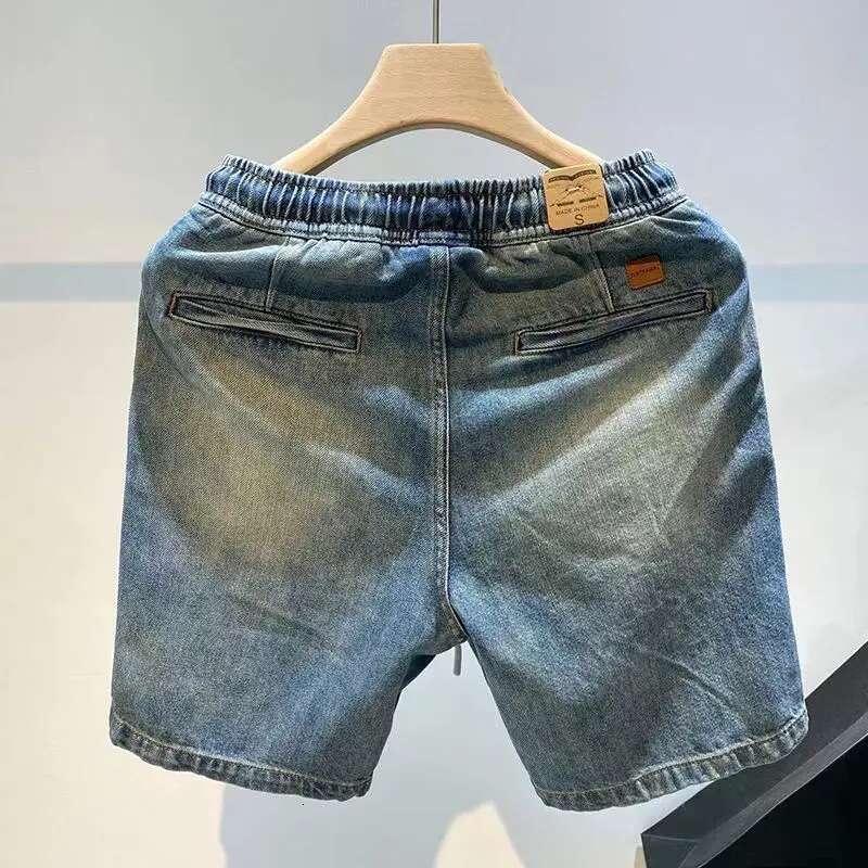 New American Style Popular Casual Loose Denim Shorts Men's Fashion Brand Three Seasons Summer Multifunctional Sports Drawstring Straight Leg Pant