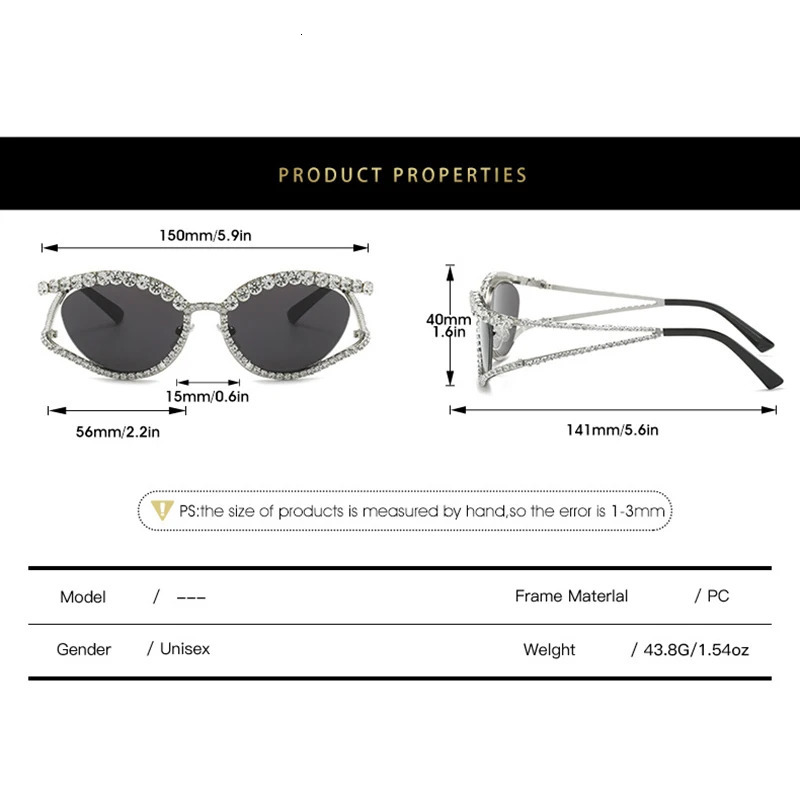 Fashion Vintage Y2K Diamond Sunglasses Women Cat Eye Sun Glasses Trending Sexy Ladies Shades UV400 250218