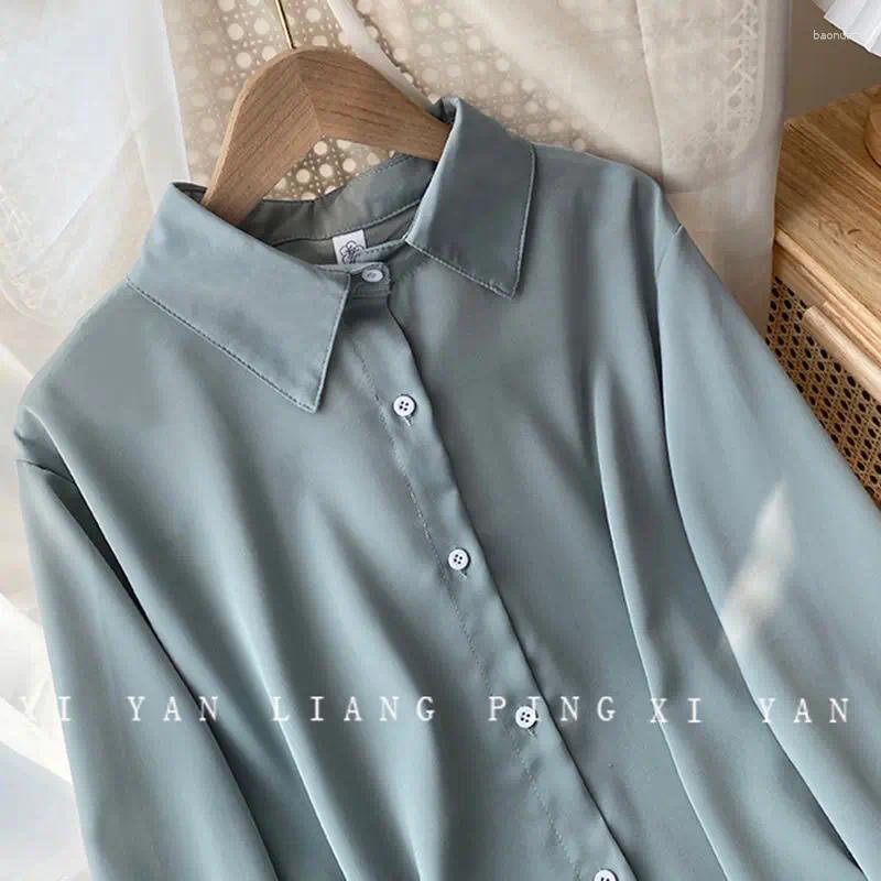 Women's Blouses Korean Fashion Shirt Solid Color Chiffon Blouse White LongSleeve Tops Spring 2025 Niche Loose Women Plus Sizes