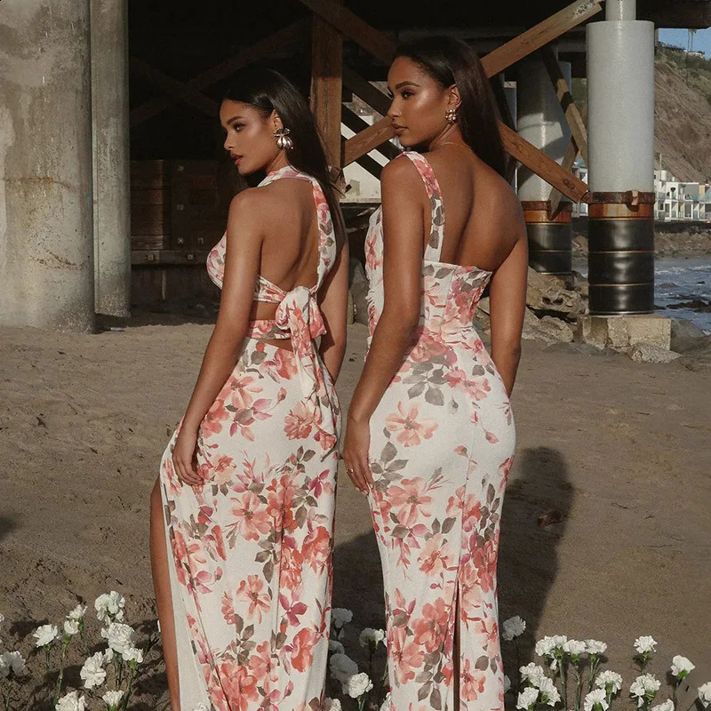 Townlike Print Pleated Slim Bodycon Dress Women One Shoulder Spring Summer Dress Midi Long Backless Sexy Party Dresses 250218