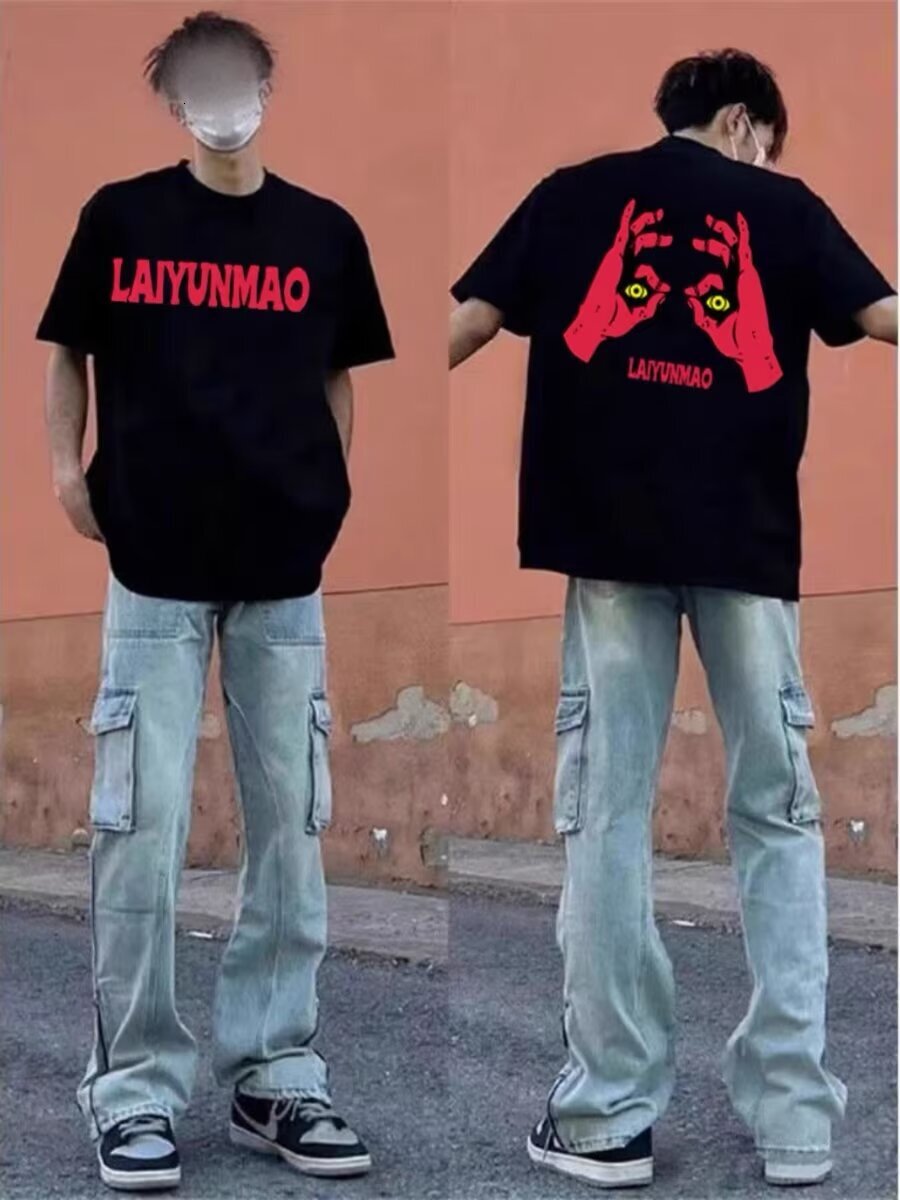 Short Sleeved T-shirt For Men Fashionable Summer New Style Loose And Casual Five Quarter Sleeves 2025 Well-known Trend Simple And Personalized Printin