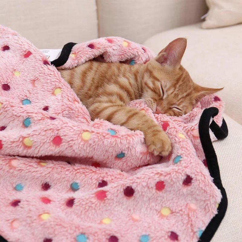 Update Soft Fluffy Pet Blanket Cute Dot Pattern Cozy Warm For Cat Dogs Bed Small Large Mat Cover Supplies