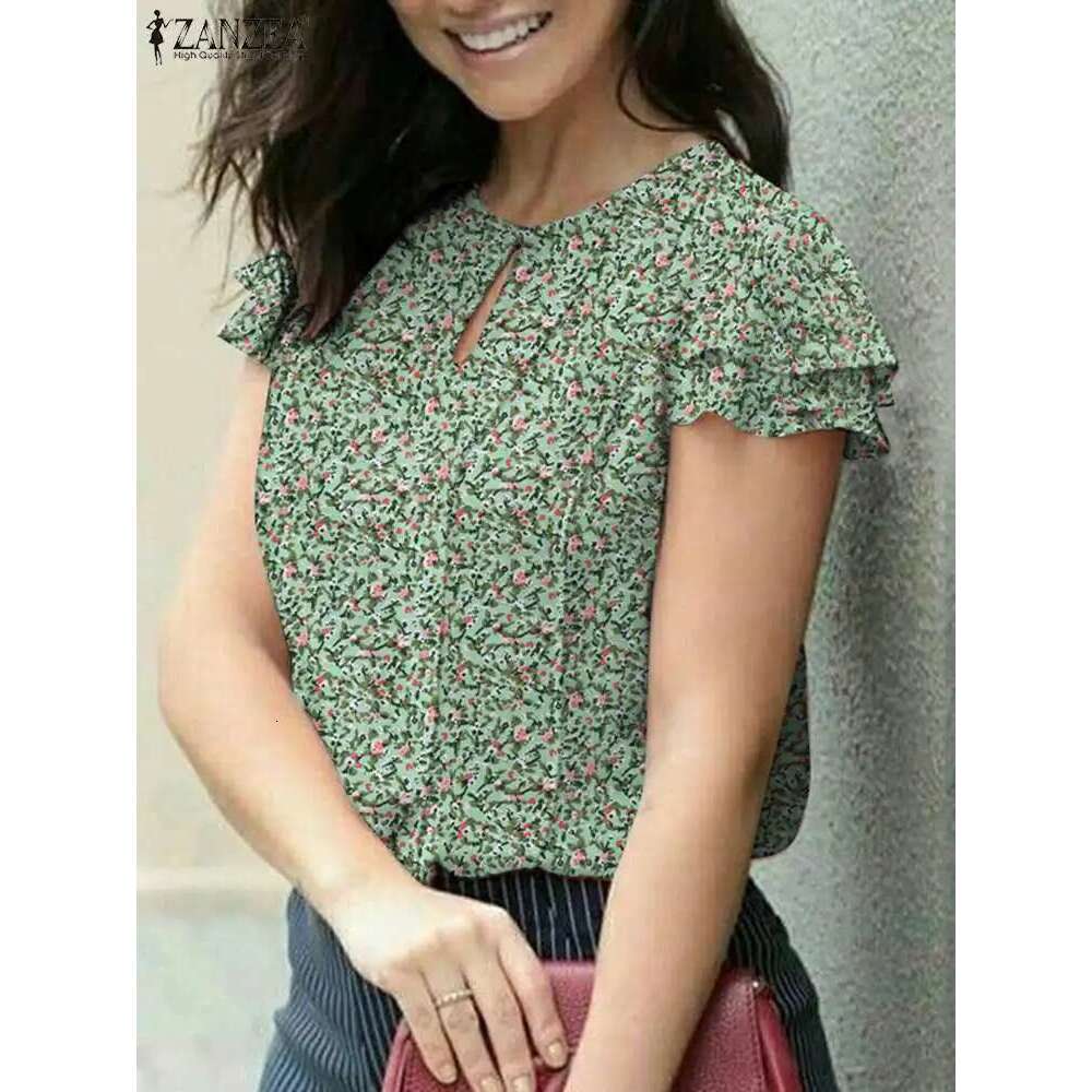 Summer Bohemian Ral Blouse ZANZEA Women Short Sleeve Printed Shirt 2024 Fashion Holiday Beach Tunic Tops Female Work Blusas