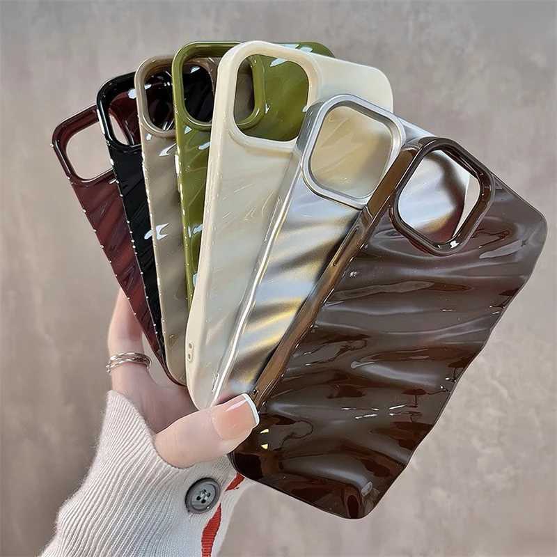 New Arrival Luxury 3D Glossy Wavy 15 14 Pro Max Phone Case For iPhone 11 12 13 14 15 Pro Max X Xr Xs 7 8 Plus Se 3 Shockproof Cover Gift O250219