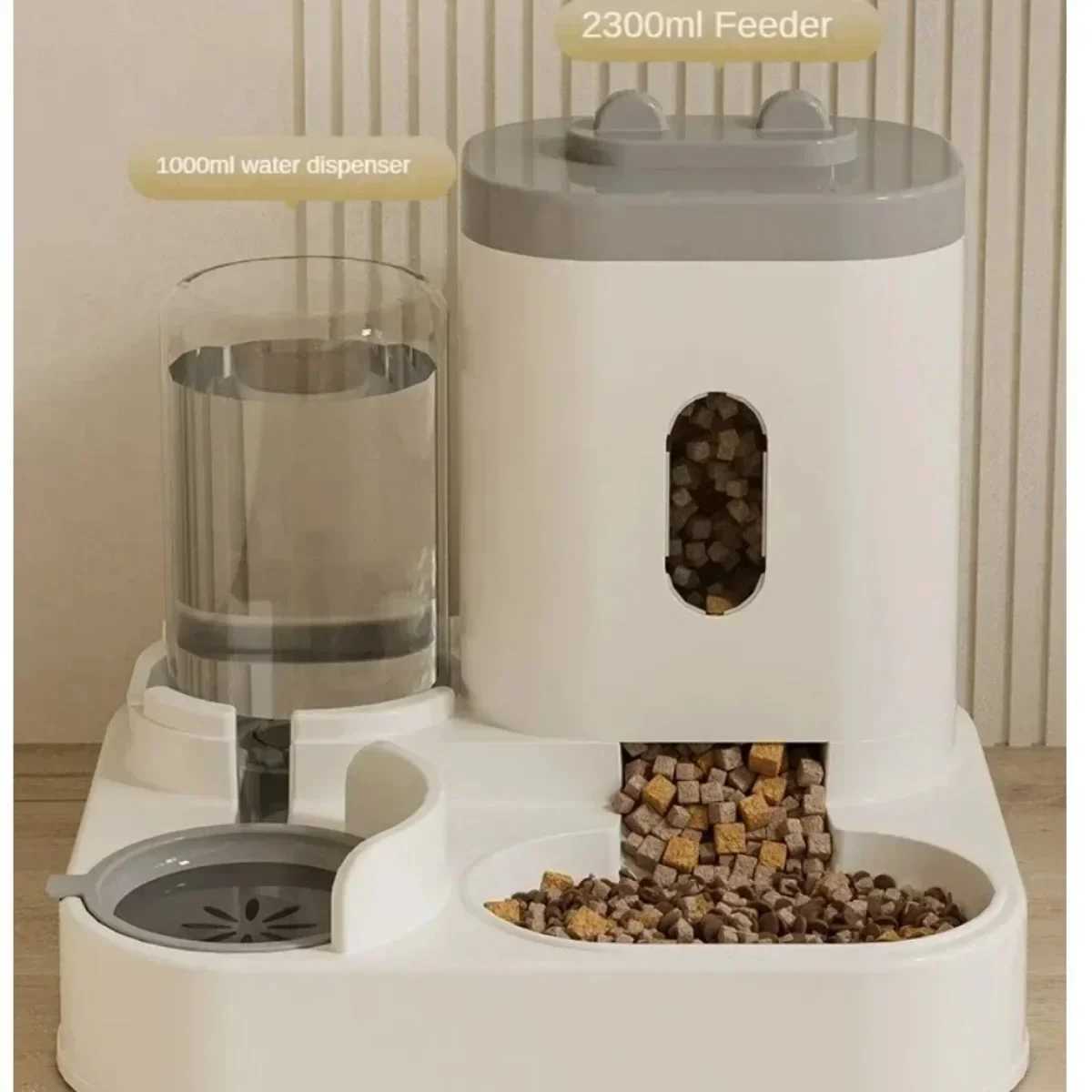 Dog Feeders Automatic Feeder Dog Cat Food Bowl With Water Fountain Large Capacity Pet Food Storage Dispenser Container Puppy Pet Accessories H250218