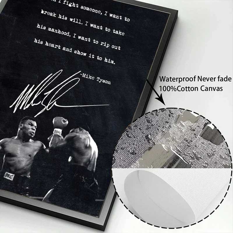 Black and white boxing legend poster and print Mike Tyson Motivational Qoute Canvas Painting for Off He Wall Art Decor Y250218
