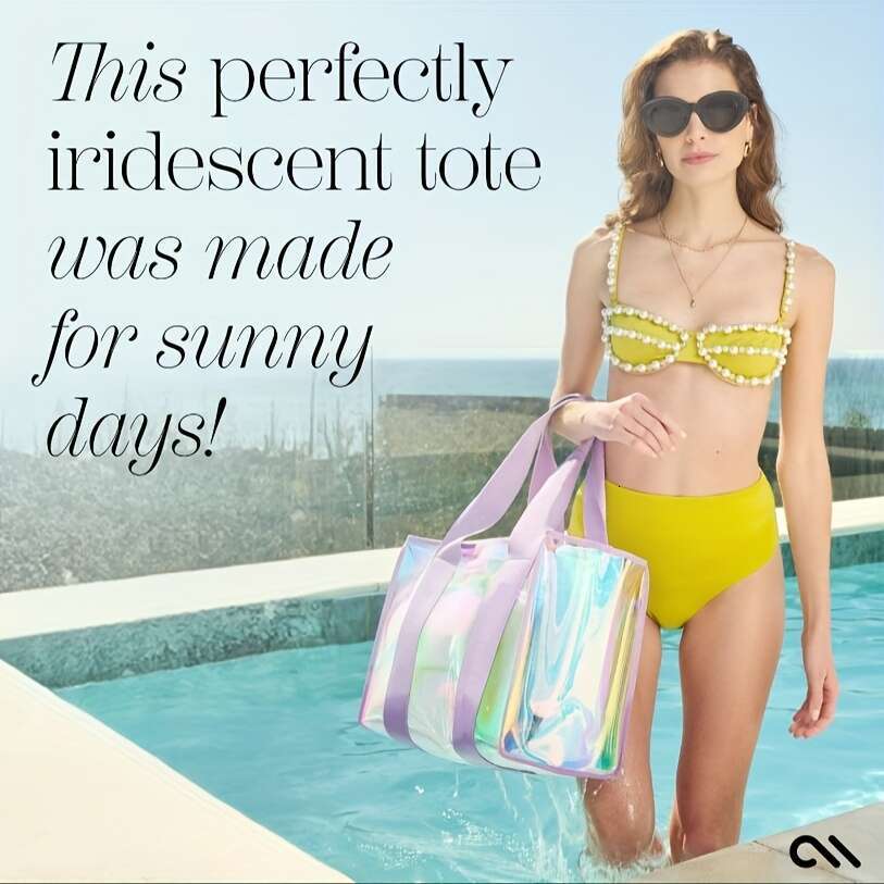DHwanglijia Holographic PVC Tote Women - Large Capacity, designer bag Waterproof, Fashionable Crossbody with Phone Pocket, Perfect for Summer Outings,