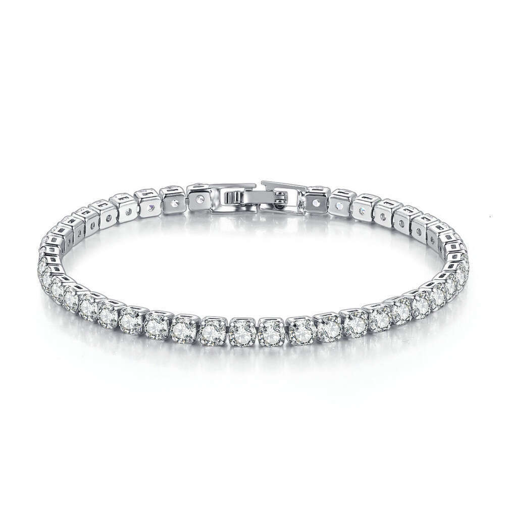 Zircon Single Row 4mm Round Full Dia Chain Hip Hop Jewelry Tennis Bracelet