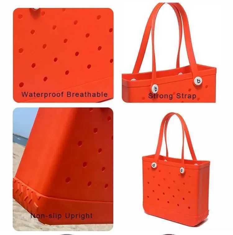 EVA Beach Bag L/XL Waterproof Handbag Large Capacity Storage Baskets Rubber Women Over Sized Boggs s for Christmas GiftsC250218