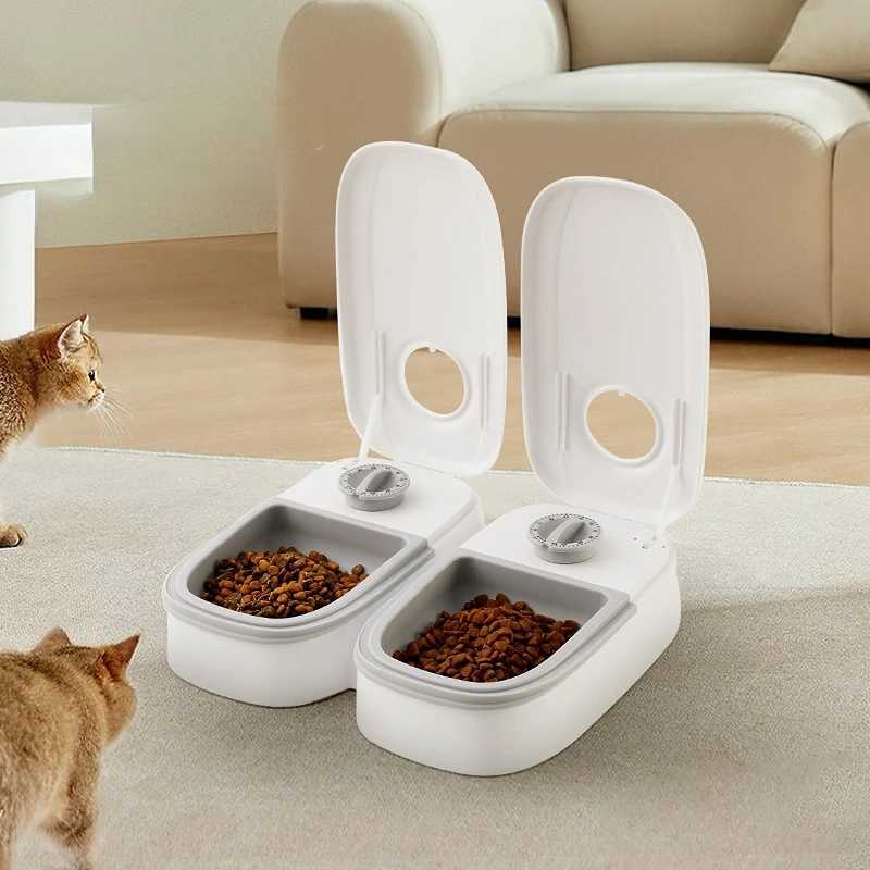 Dog Feeders Pet automatic timed feeder 350ML large capacity dry and wet food container electric dog double bowl cat dog KOOBDIN H250218