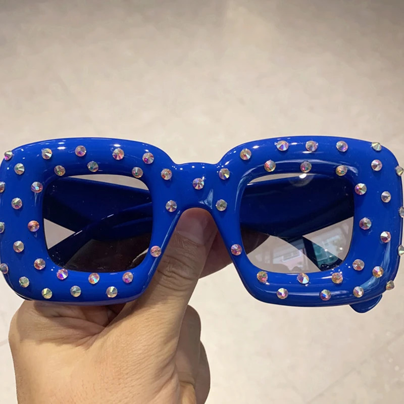 Fashion Crazy Squared Women Diamond Sunglasses Colorful Cute Party Eyewear 250218