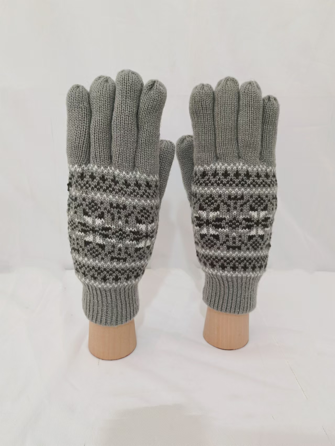 Men's and women's winter padded lining jacquard warm acrylic knitted gloves XYS007
