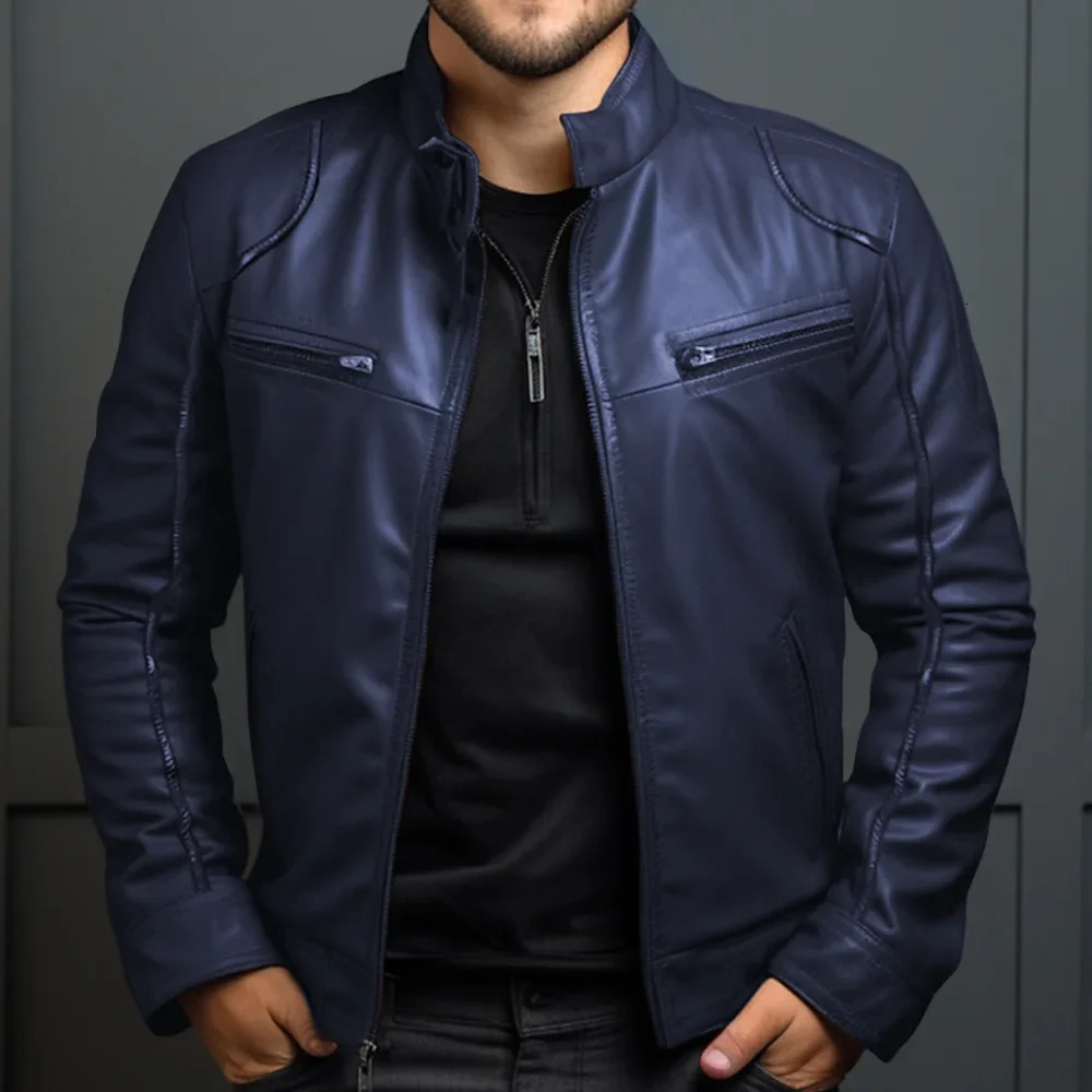 Spring Mens Clothing Motorcycle Leather Jacket Teenagers Stand Collar Punk Coat Men 250210