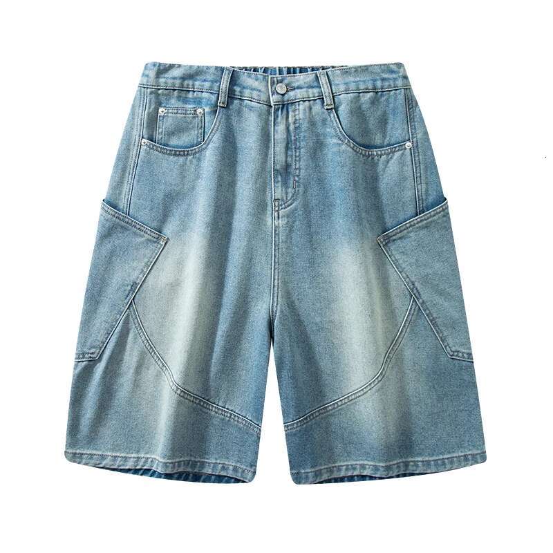Spring And Summer New Casual Workwear Denim Shorts Men's Designer Shorts Stretch Straight Waist Comfortable Light Blue Soft Shorts Loose Bermuda 