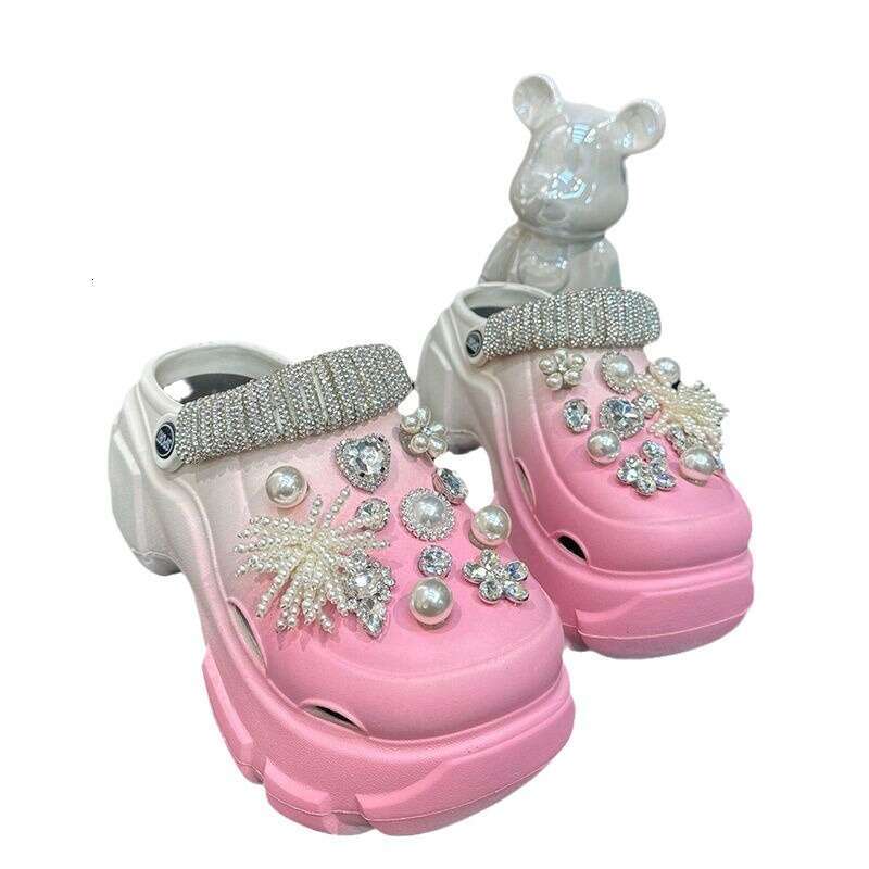 Advanced fashionable outerwear with thick sole and increased height, beach sandals for women, summer rhie fairy style toe hole shoes
