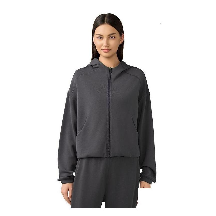 2025--Yoga Outfit Outfits Softstreme Hoodie Full Zip Women Autumn Winter Sports Sweater Loose Gym Jacket Fitness Short Plush Coat Sweatshi