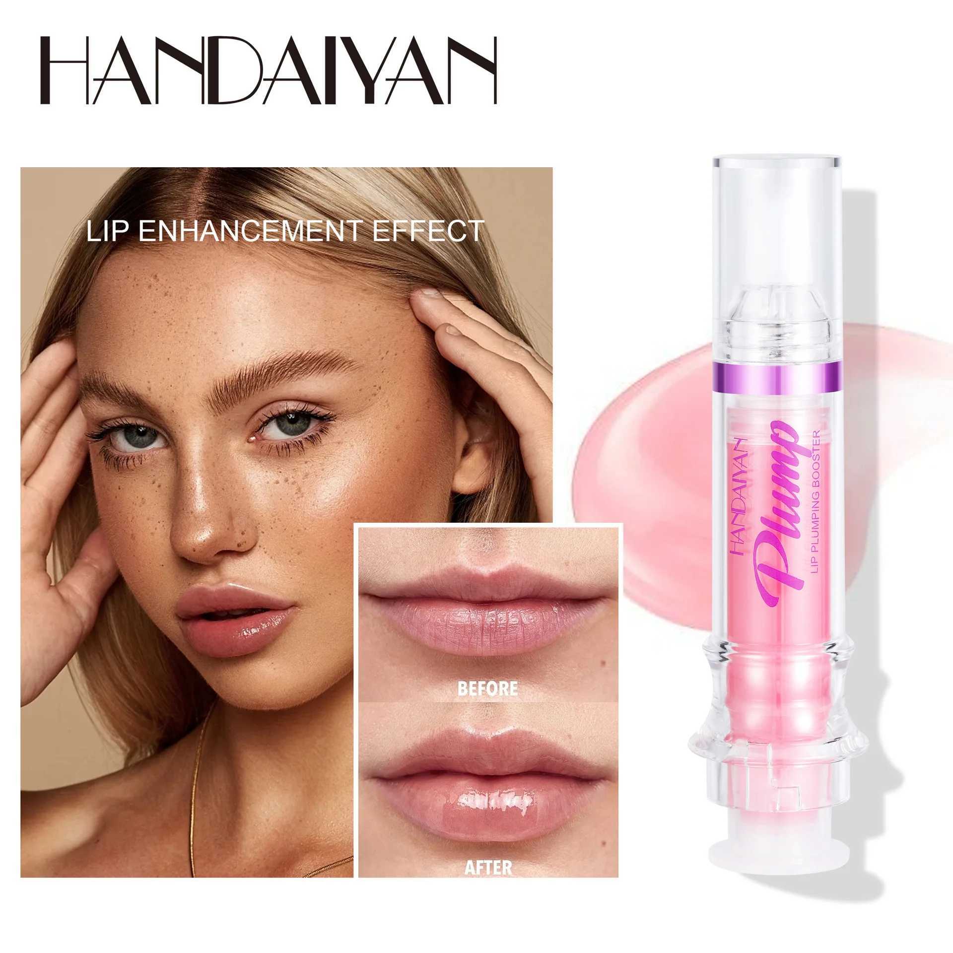 Handaiyan Lip Plumping Booster Sexy Plumper Glitter Red Nude Lipstick Liquid Waterproof Moisturize Oil Lipgloss MakeupW250219
