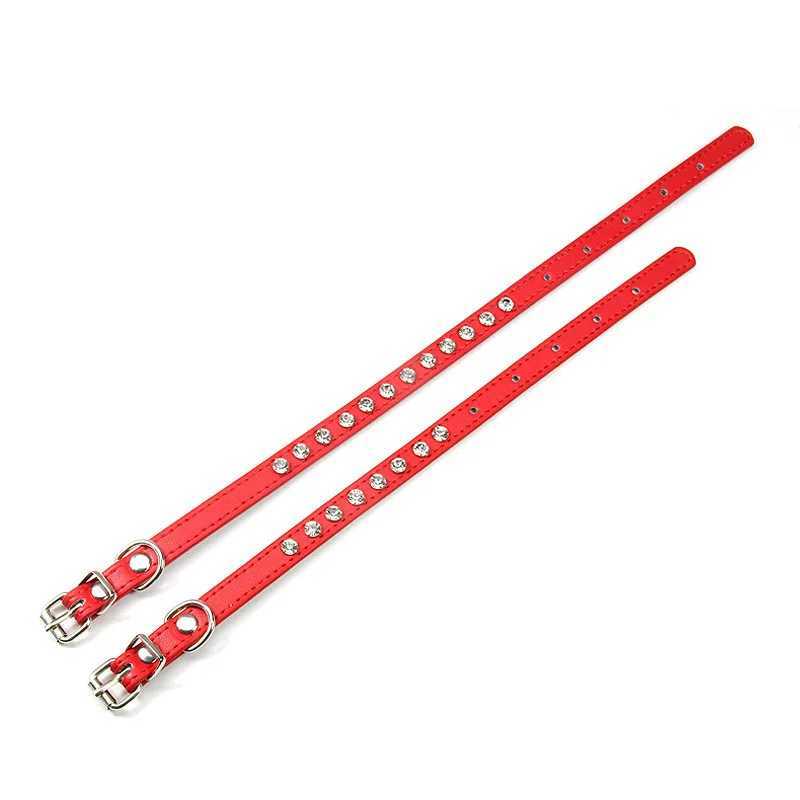 12 Colors Bling Rhinestone PU Leather Collar for Dog Cat Pet Accessories Crystal Diamond Dog Collar and Leash for Small DogsXJ250218