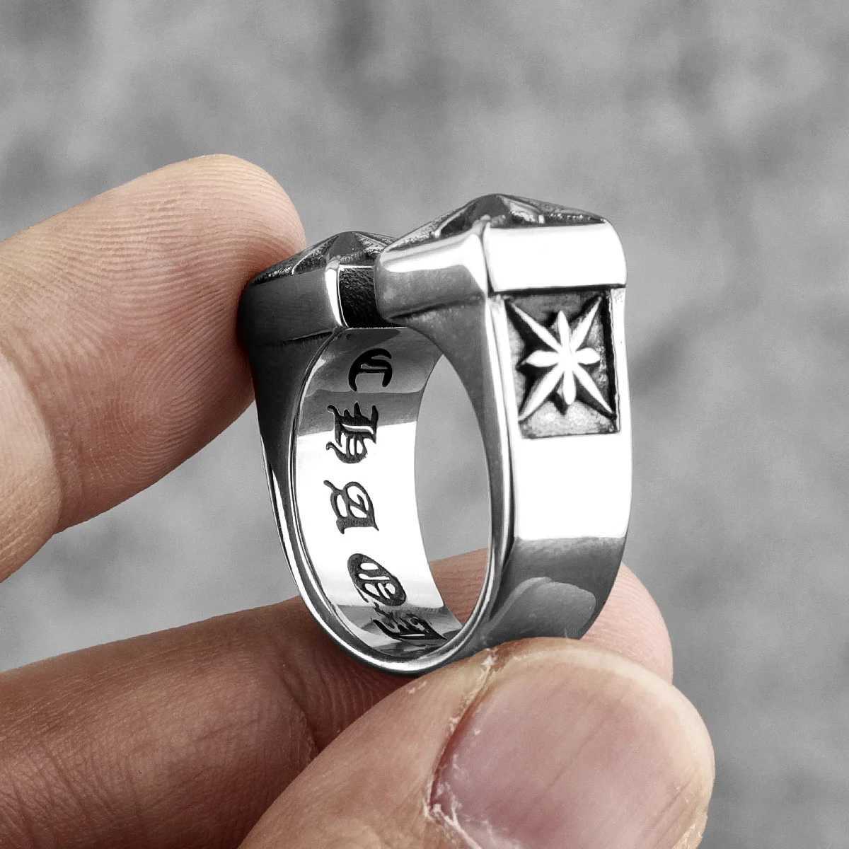 Vintage Gothic Flower Stainless Steel Mens Open Rings Punk Unique for Women Boyfriend Biker Jewelry Creativity Gift WholesaleXJ250219
