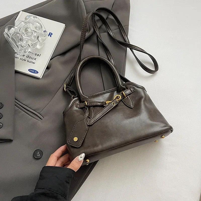 Totes PU Leather Retro Tote Bag For Women 2025 Winter Trend Fashion Y2K Handbags Females Travel Shoulder Crossbody Bags hurenlakeshoes