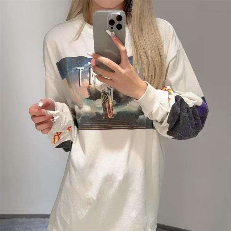 SAINT OF MICHAEL American high street vintage couple long sleeved casual loose T-shirt base shirt ins