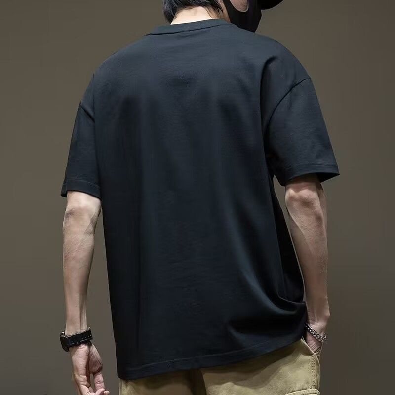 Black Short Sleeved Personalized Print High-end Summer New Trend Designer T-shirt Loose Casual Oversized Men's Half Sleeved T-shirt