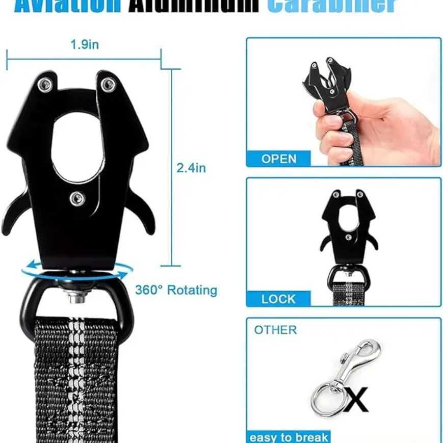 Reflective Shock Absorbing Pet Leashes with Car Seatbelt for Large Dogs Heavy Duty Tactical Bungee Dog Leash No Pull Dog LeashXJ250218