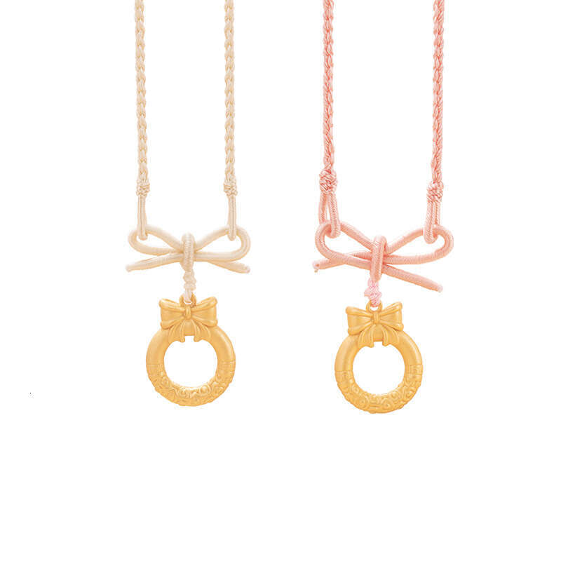 Princess on the run, 999 sier women's sweet and cute style, hand woven necklace, ins, light bow pendant