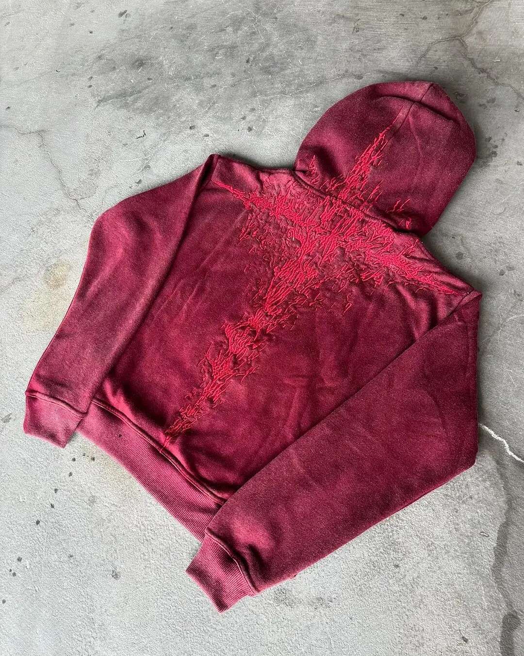 Retro Haruku High Street Streetwear Casual Solid Color ing Three Dimensional Pattern Pullover Hoodie for Men and Women