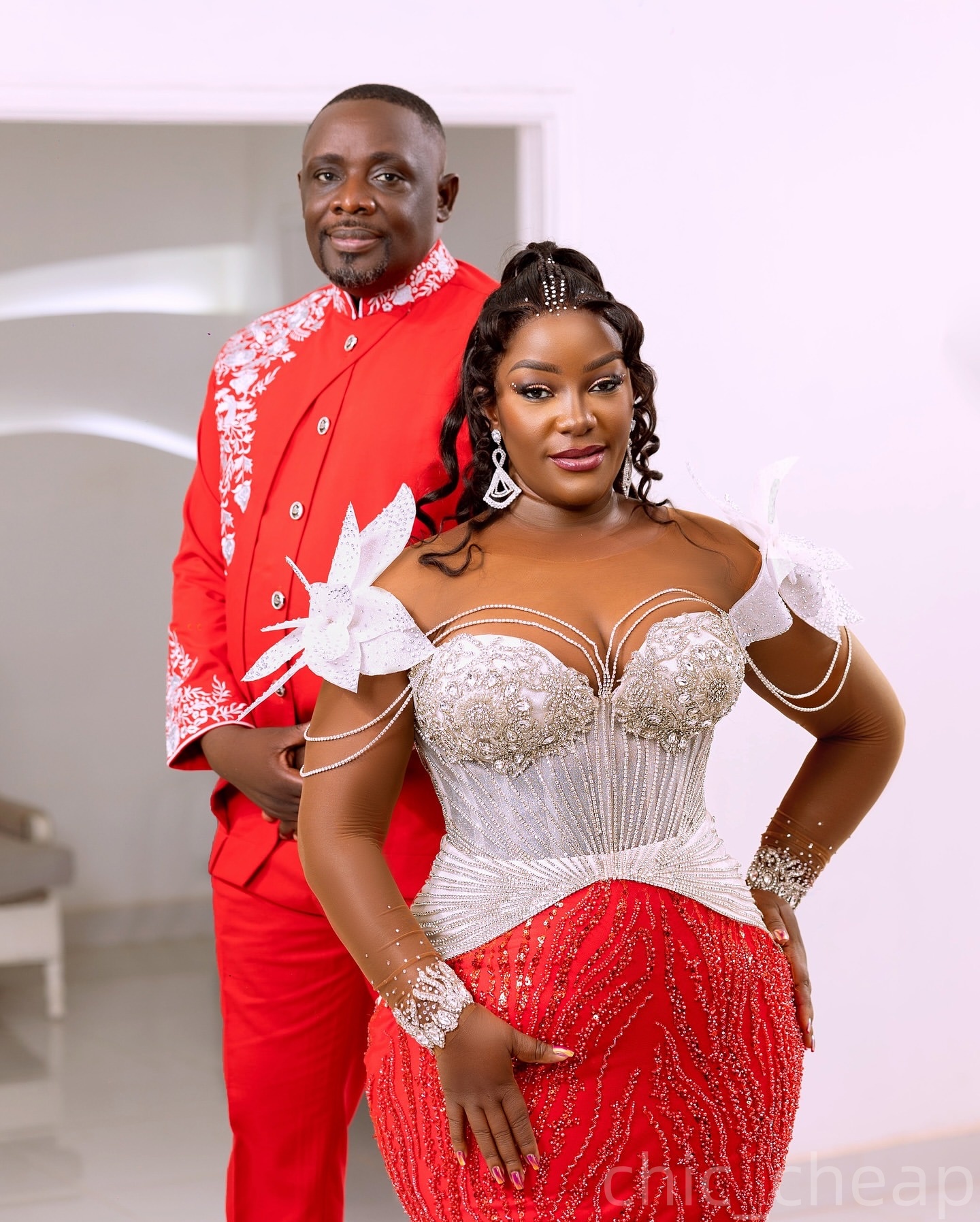 Aso Ebi Red Mermaid Prom Dresses 2025 Beaded Crystals Flowers Sequined Evening Formal Party Second Birthday Engagement Gowns Plus Size Dress For Speci