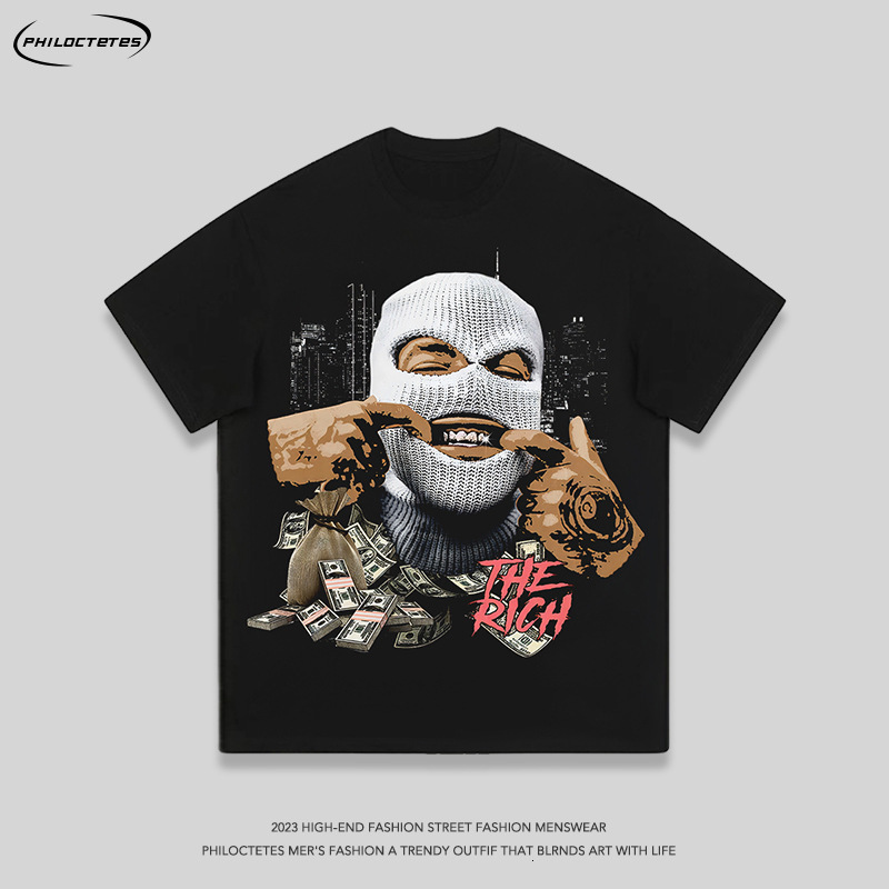 Summer New American Oil Painting Retro Washed Short Sleeved T-shirt Designer T-shirt For Men And Women Fashion Street Hip-hop Couple Short Sleeved Shi