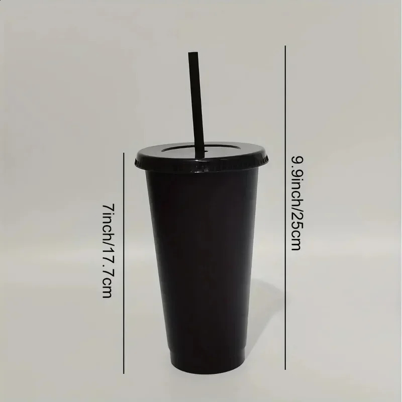 5pcs Tumblers with Lids and Straws Reusable Plastic Cups Iced Coffee Large Water Bottle Party Cold Mug Summer Drinkware 250224