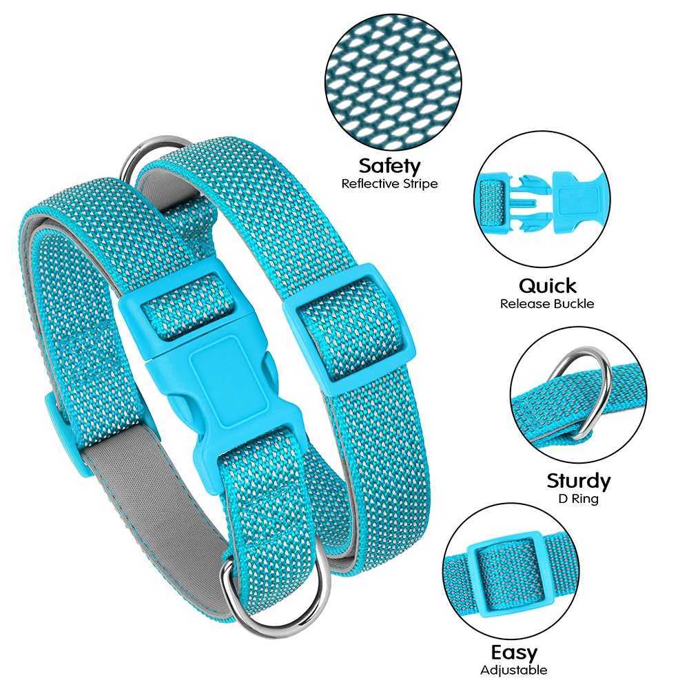 Reflective Nylon Dog Collar Adjustable Pet Dog Collars Necklace Durable Puppy Pug Bulldog Collars for Small Medium Large Dogs W250219