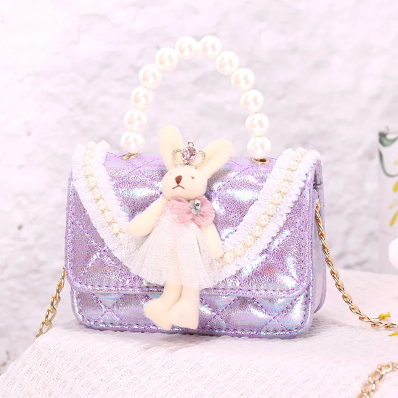 Childrens bag Spring and summer childrens fashionable candy color messenger bag little girl pearl personality handbag 250219