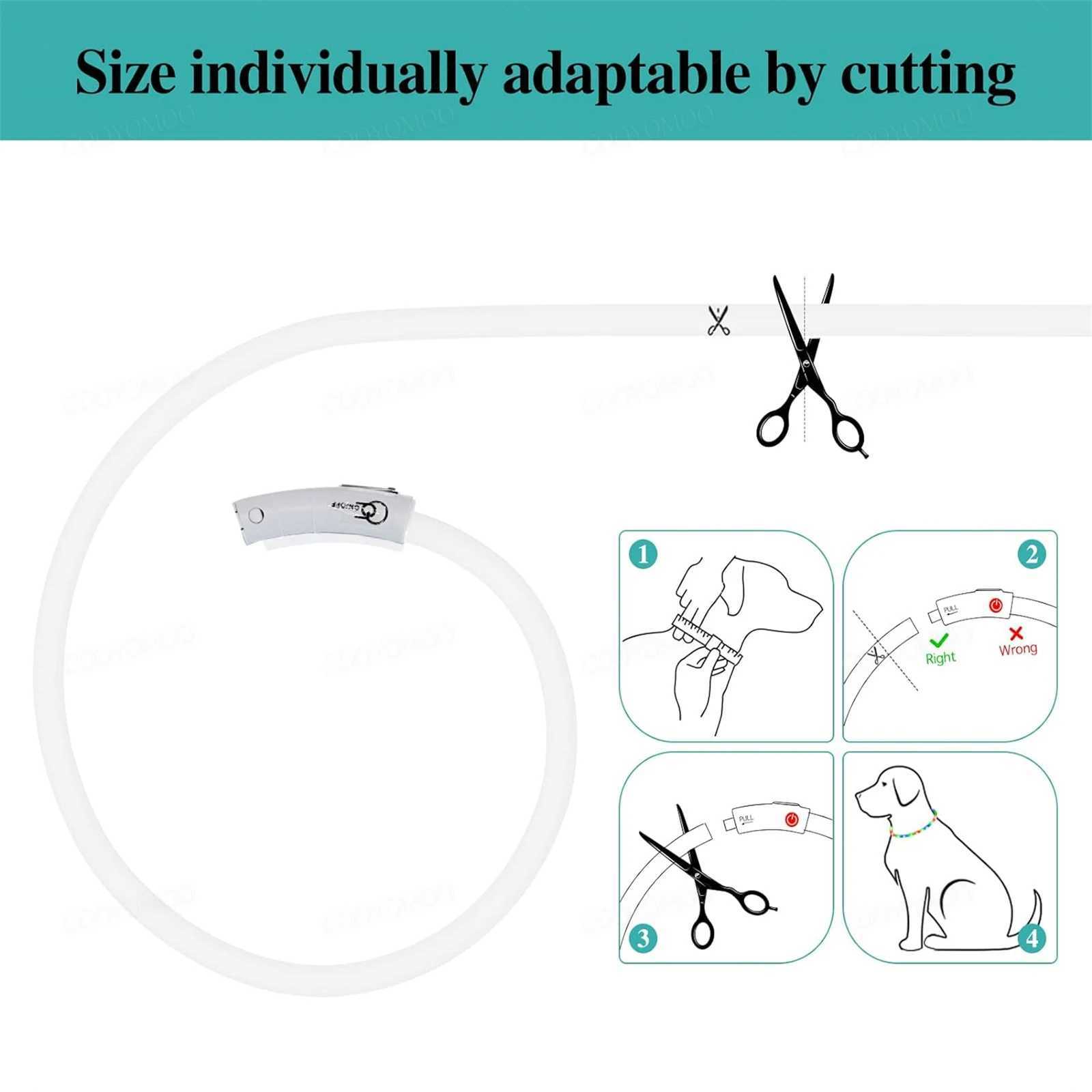 4 Modes Dog Luminou Charge Collar Led Usb Cat Silicone Colorful Collars Cuttable Night Glow Pet Loss Prevention Dogs Accessories W250219