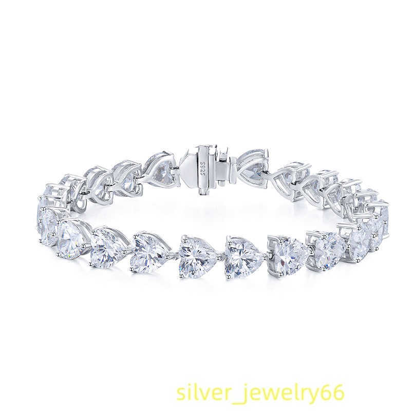 Luster Fine Jewelry Elegant Timeless Piece D White Full Diamond Heart Moissanite 925 Silver 10K 14K 18K Tennis Bracelet