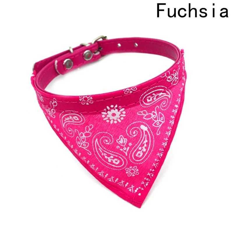 Adjustable cat and dog bandana collar PU pet neck scarf with printed triangle scarfXJ250218